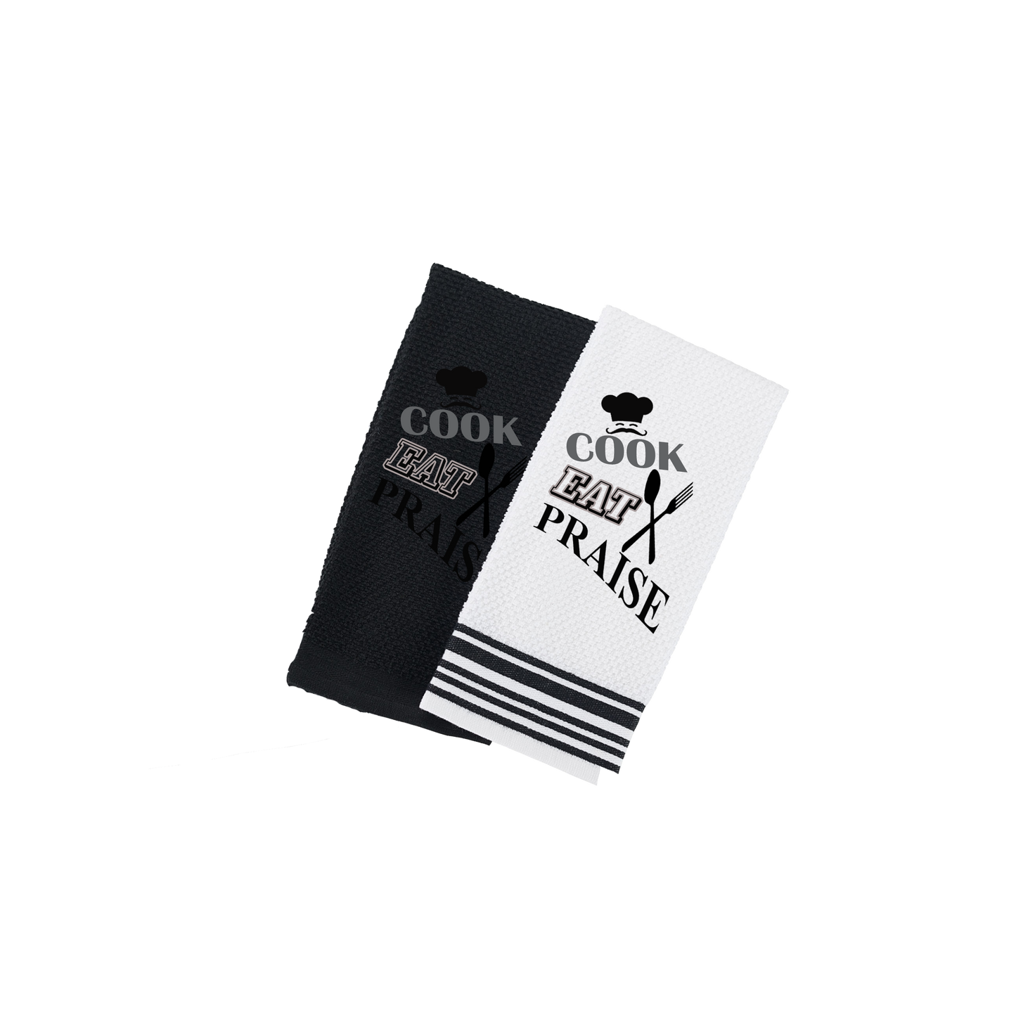 Cook Eat Praise Kitchen Towels.   (set of 2)