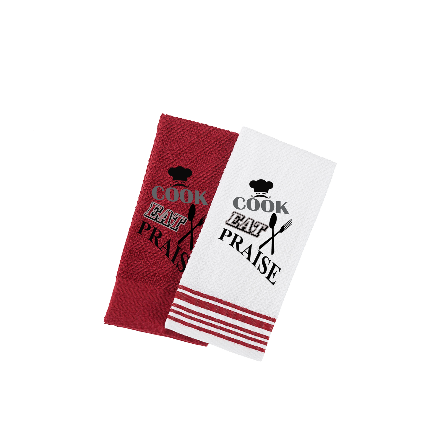 Cook Eat Praise Kitchen Towels.   (set of 2)