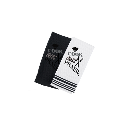 Cook Eat Praise Kitchen Towels.   (set of 2)